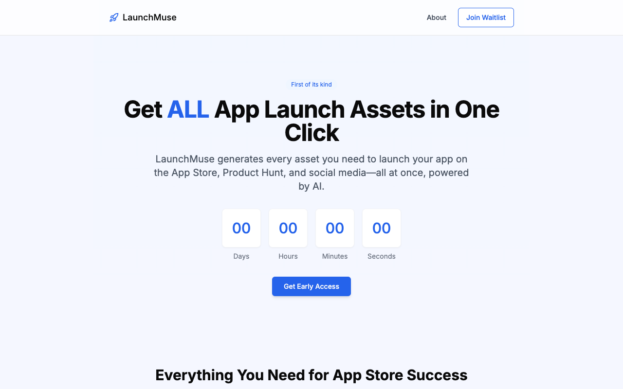 LaunchMuse - Create your product pages quickly with AI AI App Launch Productivity