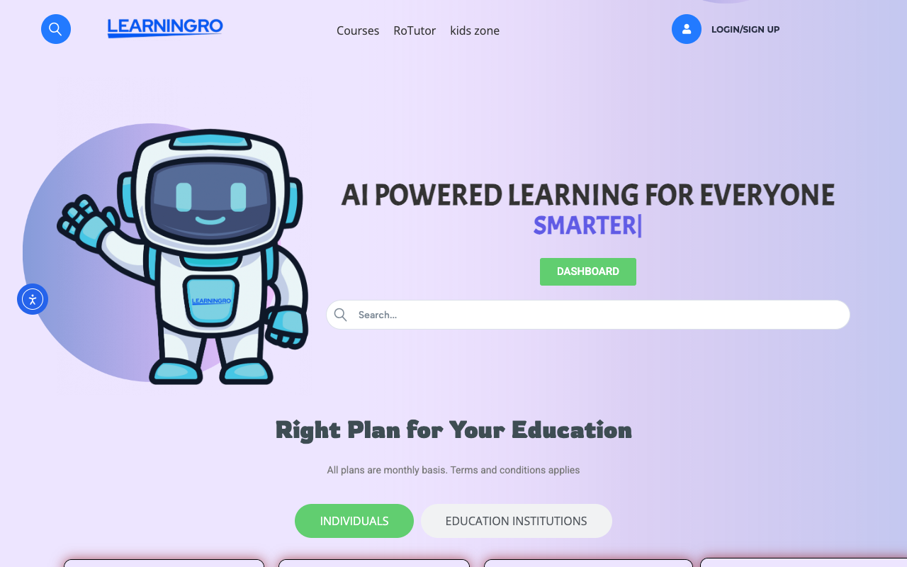LearningRO - An AI-powered platform for smarter learning Education AI Technology