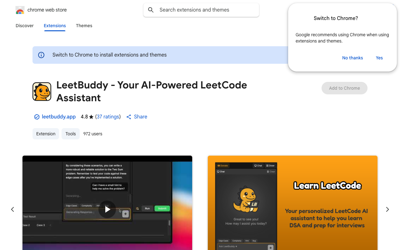 LeetBuddy - Your AI helper for coding on LeetCode AI Coding Tools