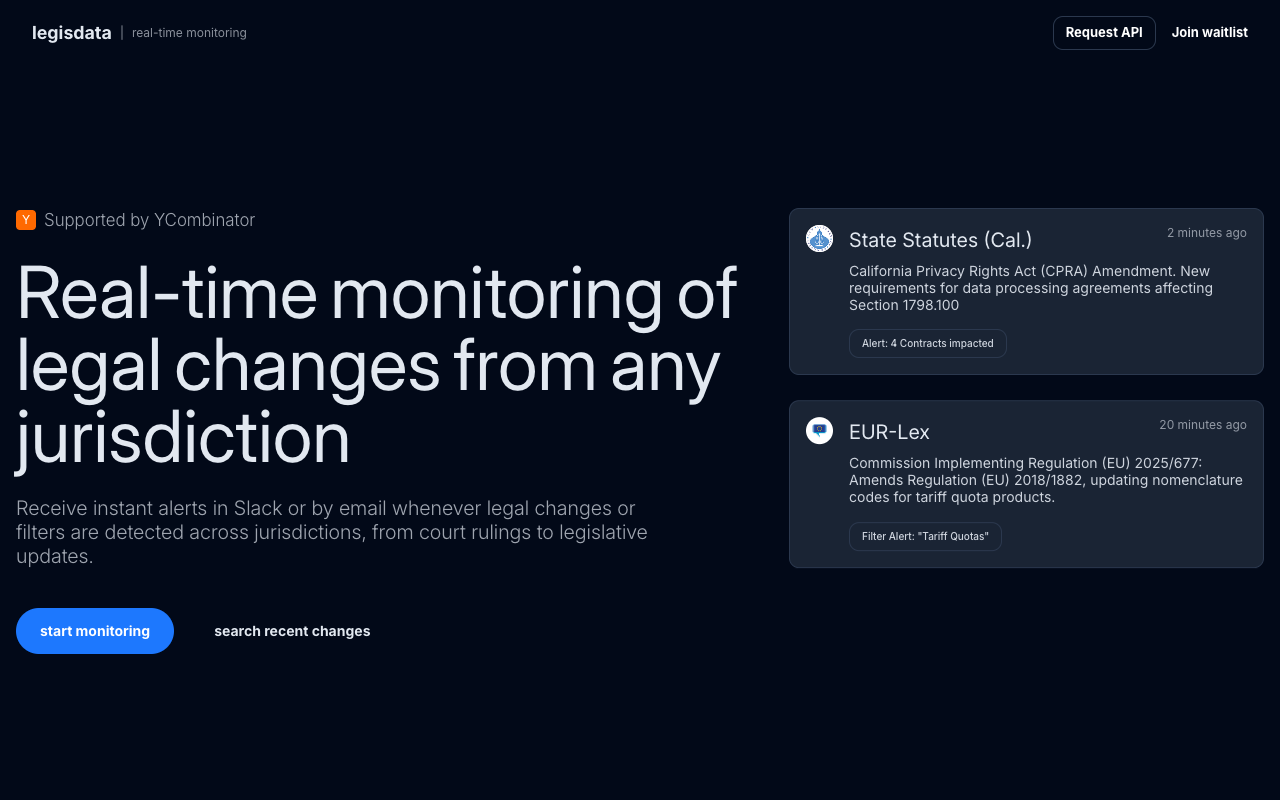 Legisdata - Get alerts about legal changes right away LegalTech Analytics Notifications