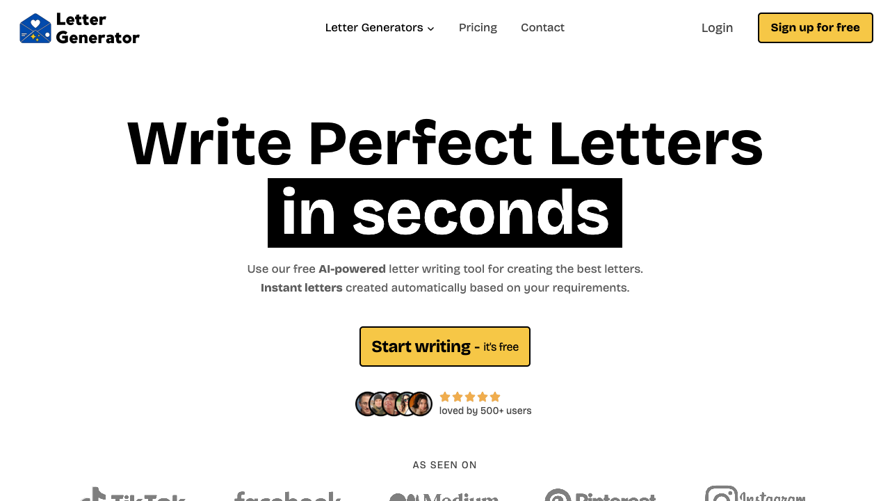 LetterGeneratorAI - An AI tool that helps you write letters in seconds AI letter-writing productivity