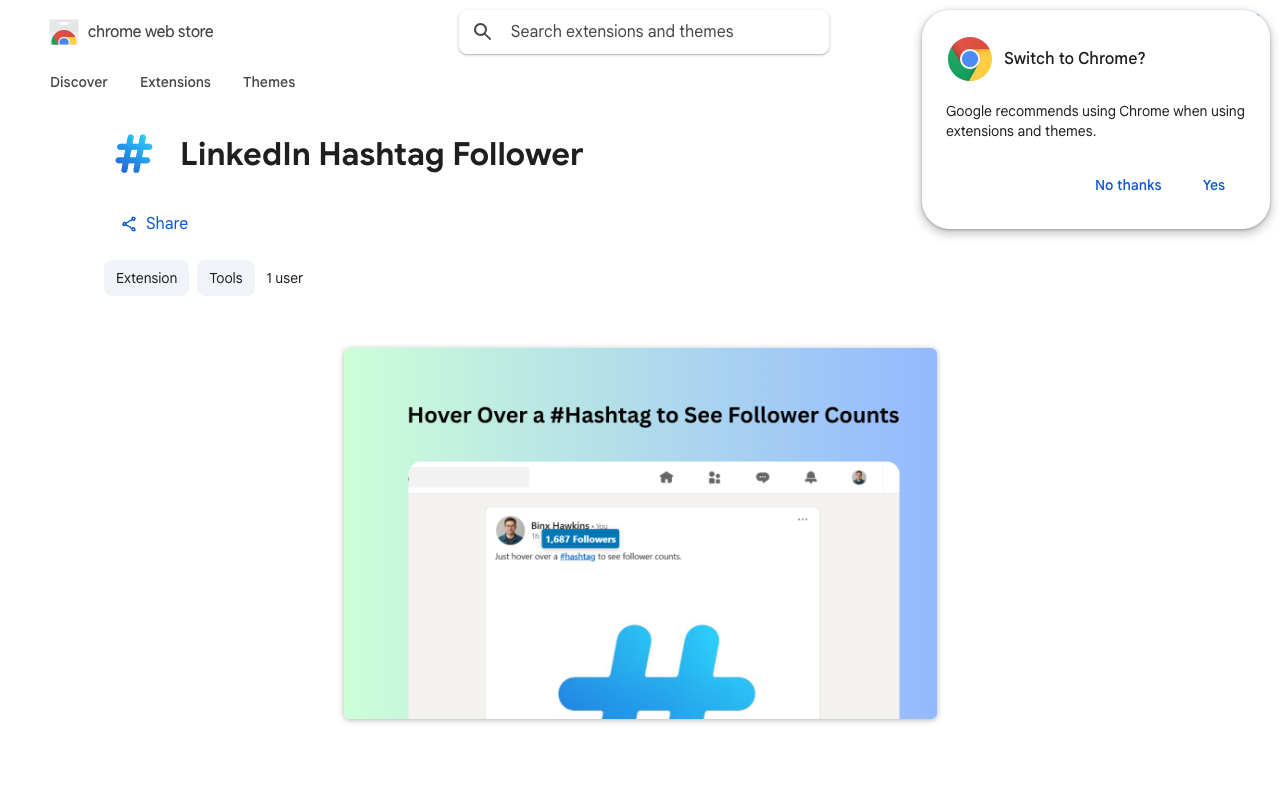 LinkedIn Hashtag Follower - A Chrome extension to show follower counts for LinkedIn hashtags LinkedIn hashtags Chrome-extension