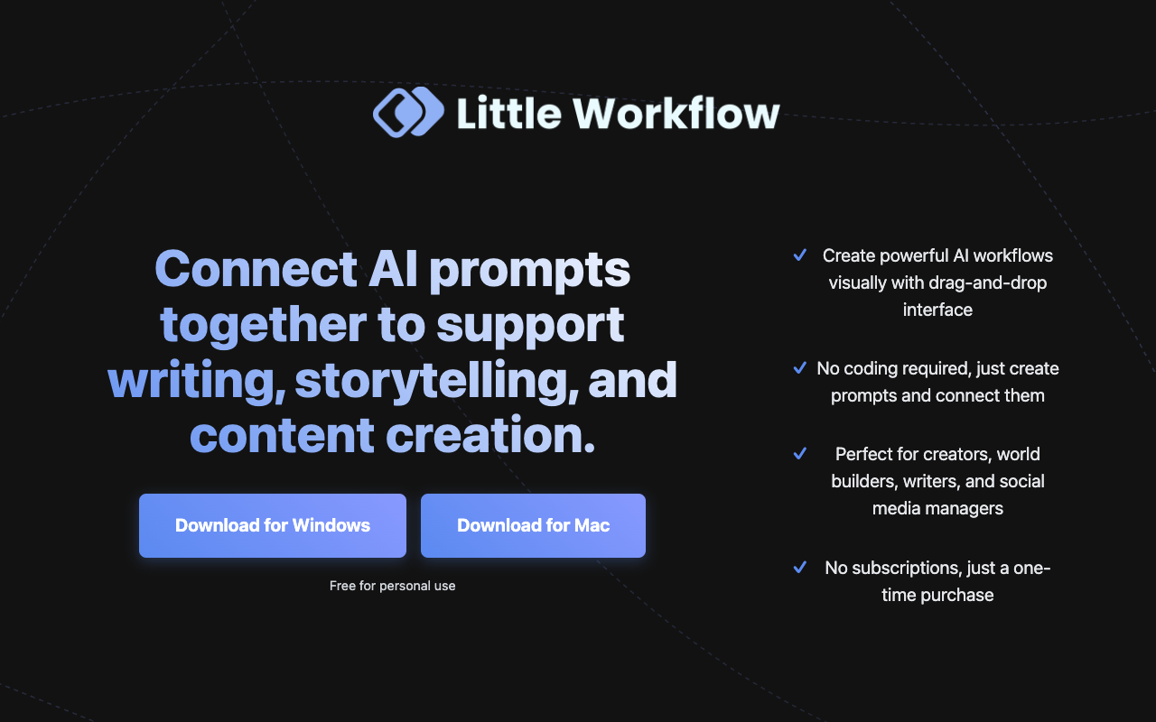 告别重复劳动！Little Workflow：一次付费，终身享用的AI视觉化提示词工作流神器