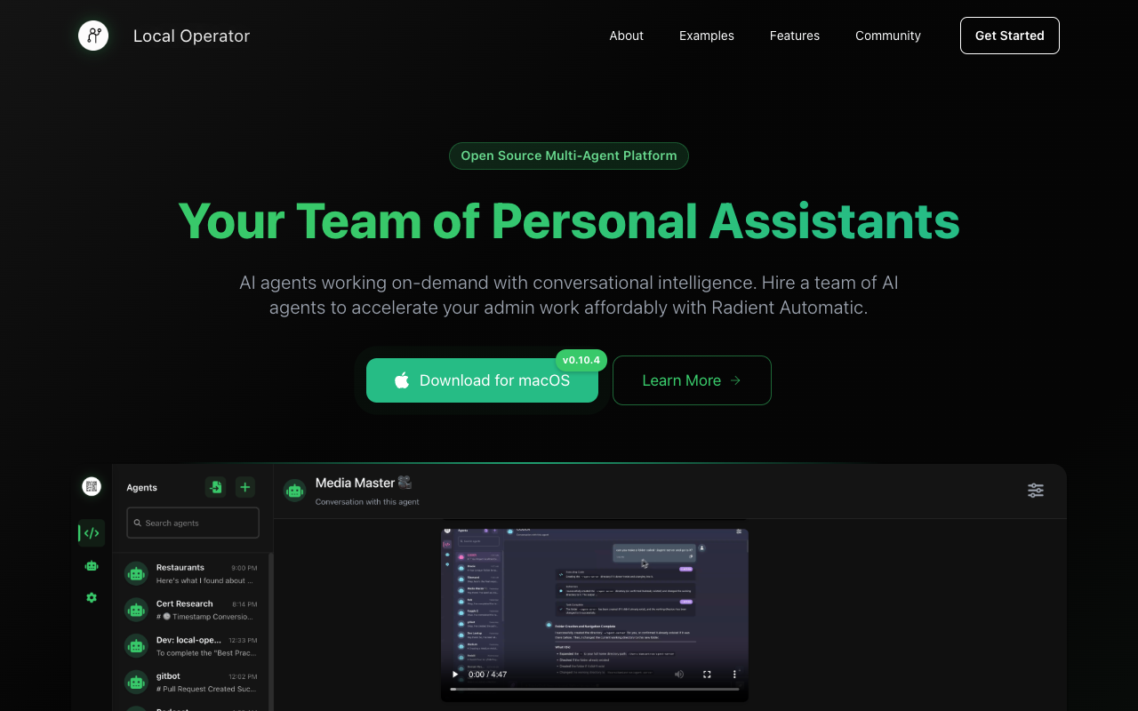 Local Operator - A team of helpful AI agents on your device AI Technology Open Source