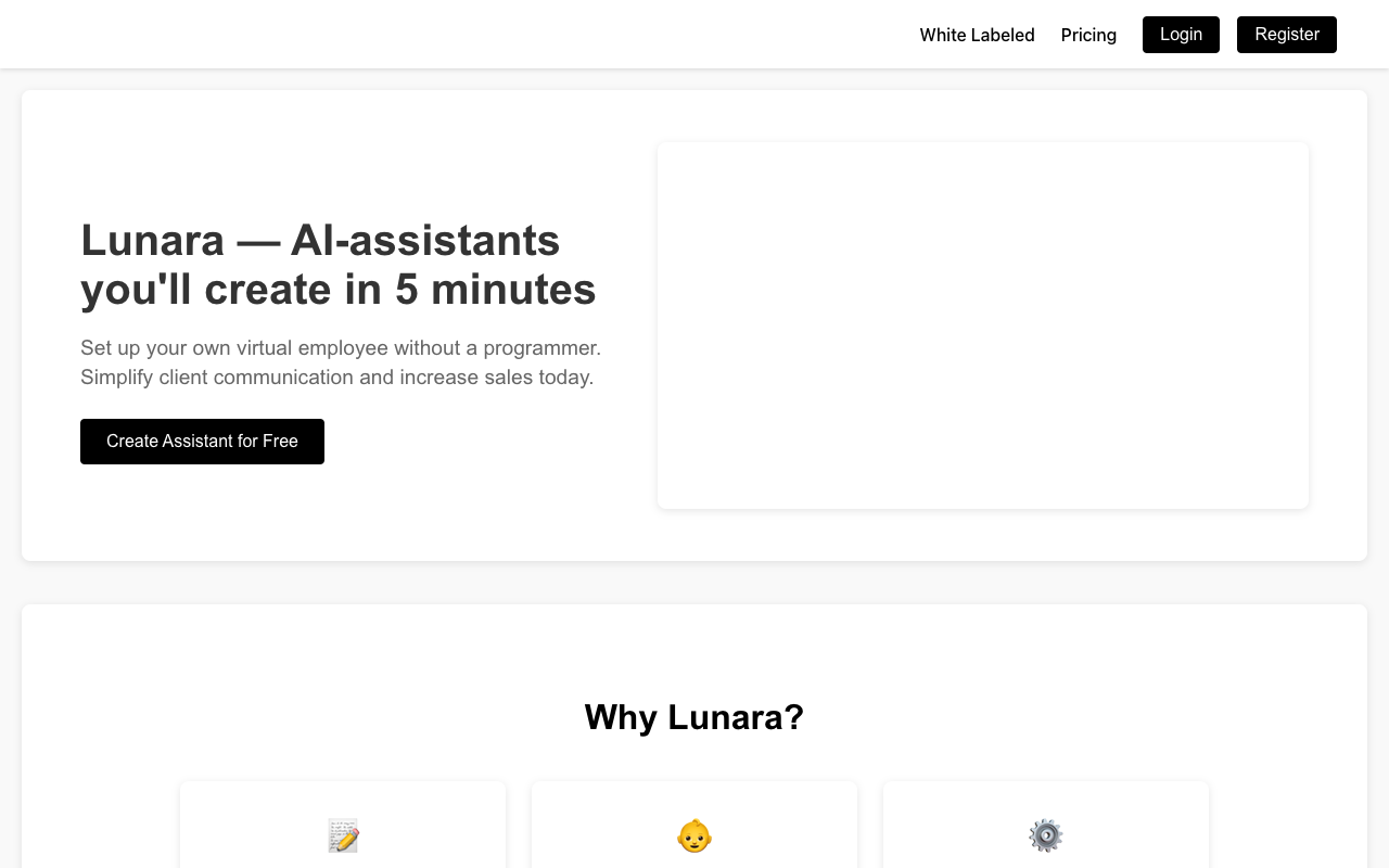 Lunara - Your easy AI assistant for sales and support AI Business Automation