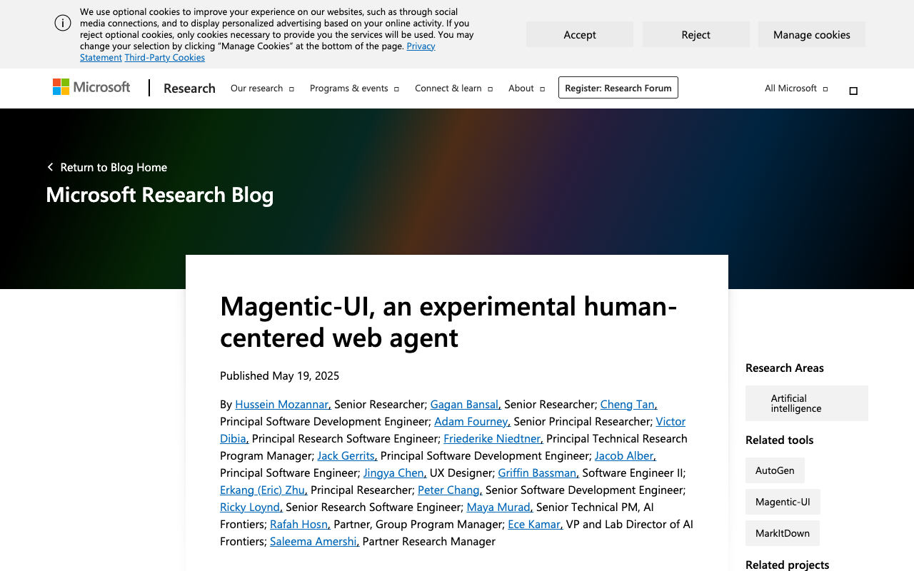 Magentic-UI - An open-source human-centered web agent for collaborative web task automation AI web-automation human-centered-design