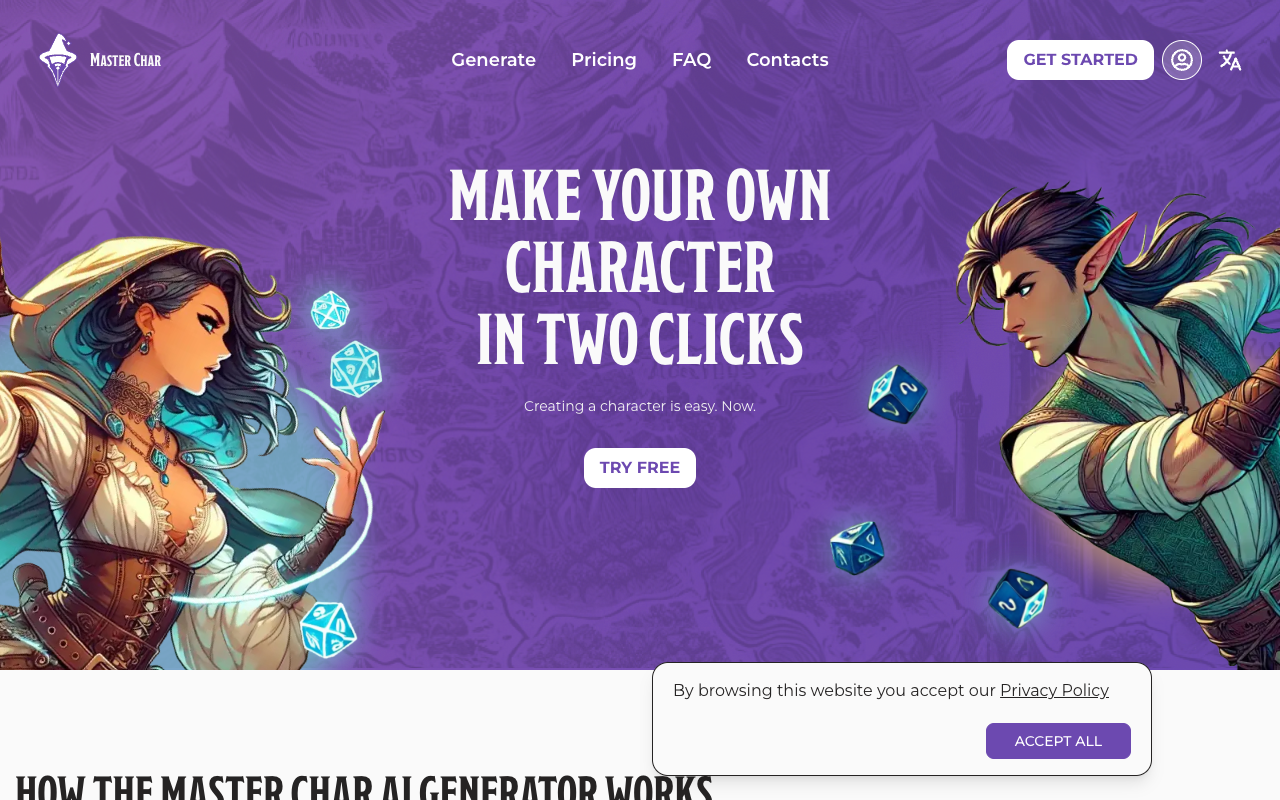 Master Char - A magical tool to create characters for your stories AI Gaming Writing