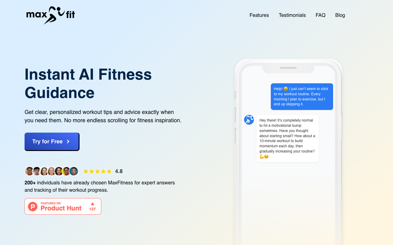 Max Fitness AI - Your personal AI fitness coach for tailored workout advice AI Fitness Health