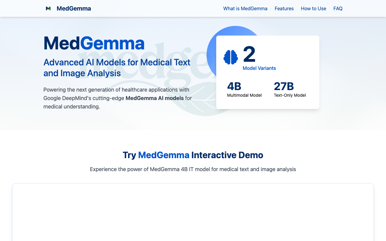 MedGemma - Advanced AI Models for Medical Text and Image Analysis AI healthcare medical-imaging