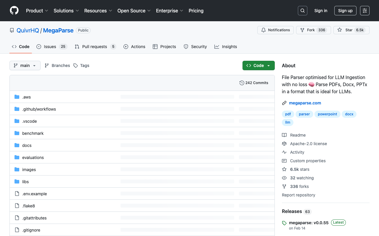 Megaparse - Open-source Document Parser for Markdown with OCR/LLMs Open-source Document Parser