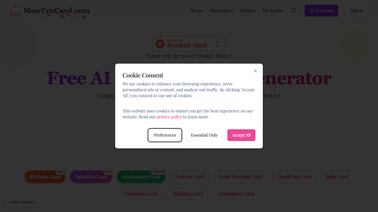 MewtruCard - An AI greeting card platform that creates stunning designs and animations greeting-cards AI design