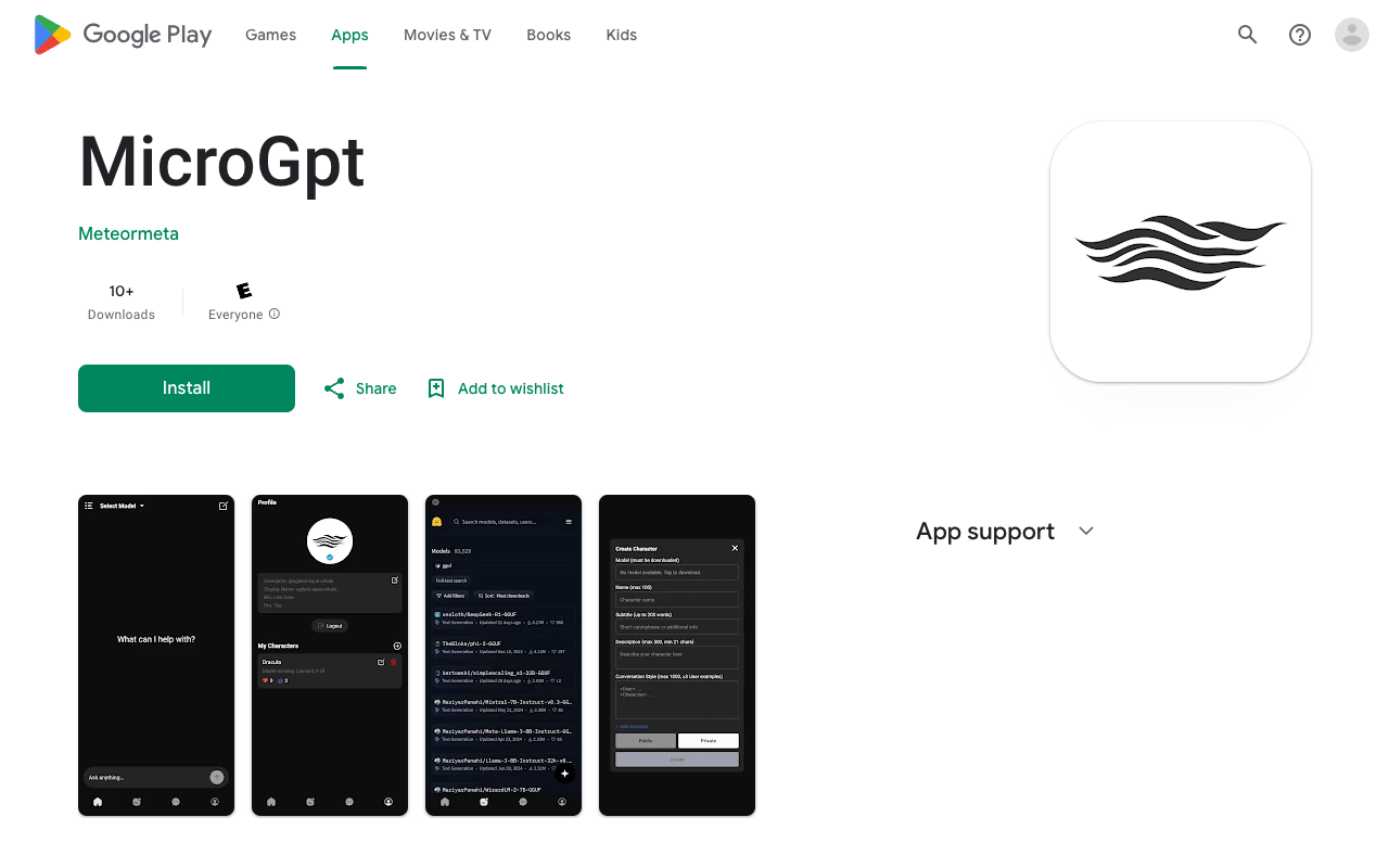 MicroGPT - Run AI models offline on your phone and create characters AI offline mobile