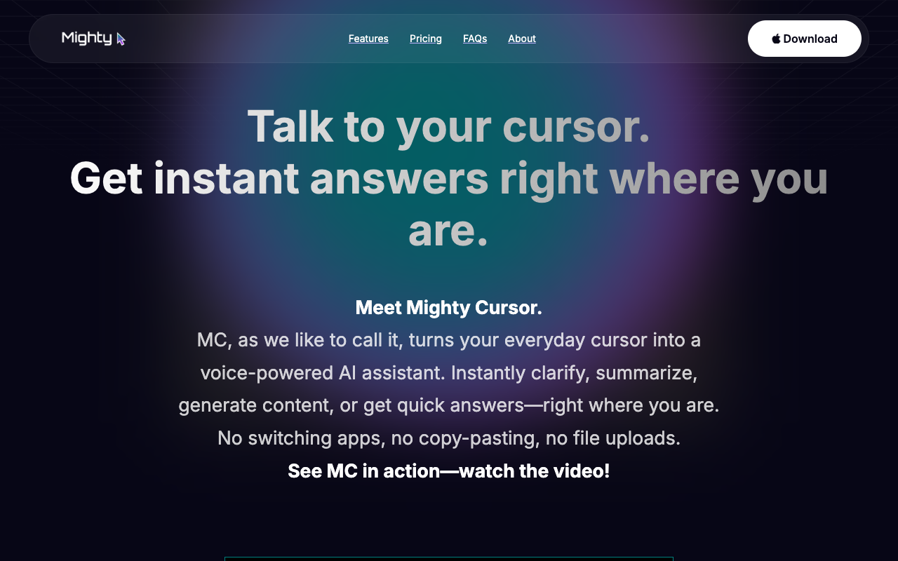 Mighty Cursor：语音AI助手颠覆办公效率，一键解锁智能工作流！
