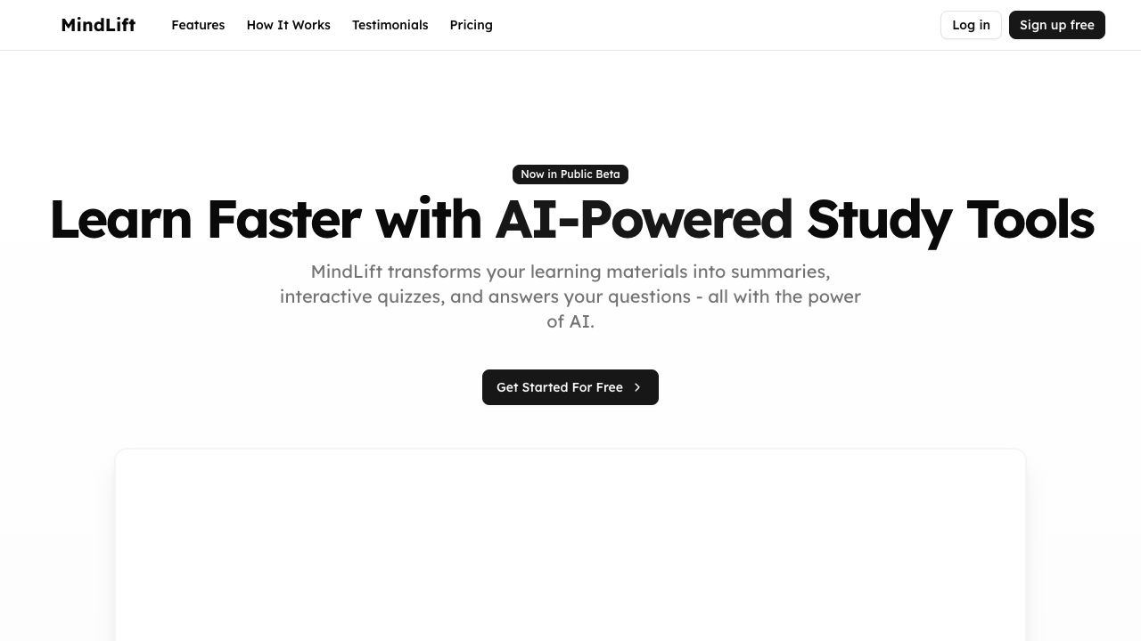 MindLift - Learn 10 times faster with AI tools AI Education Learning