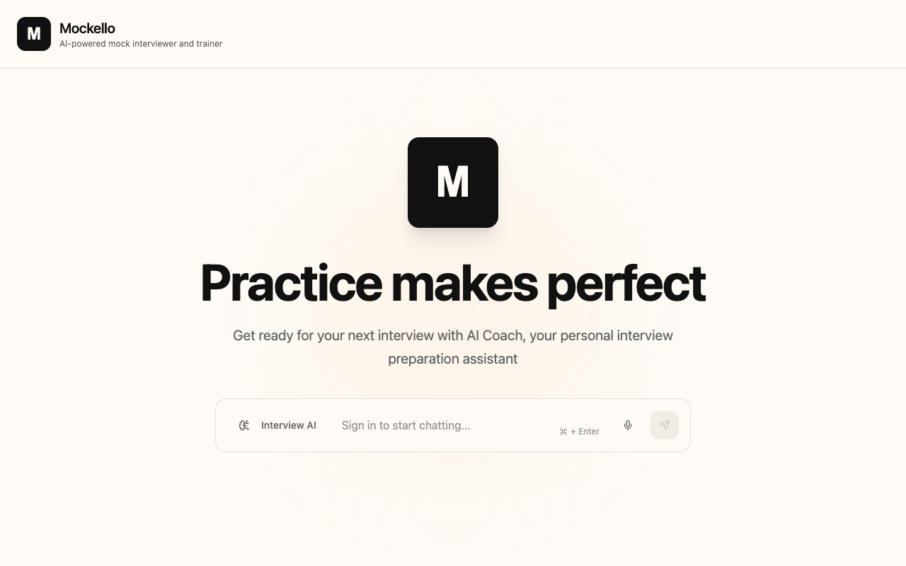 Mockello - A free AI mock interview assistant for college students AI mock-interviews education