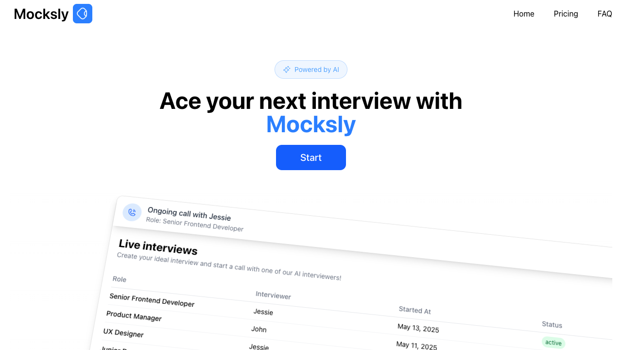 Mocksly - Practice for your job interviews with AI AI Career Interviews