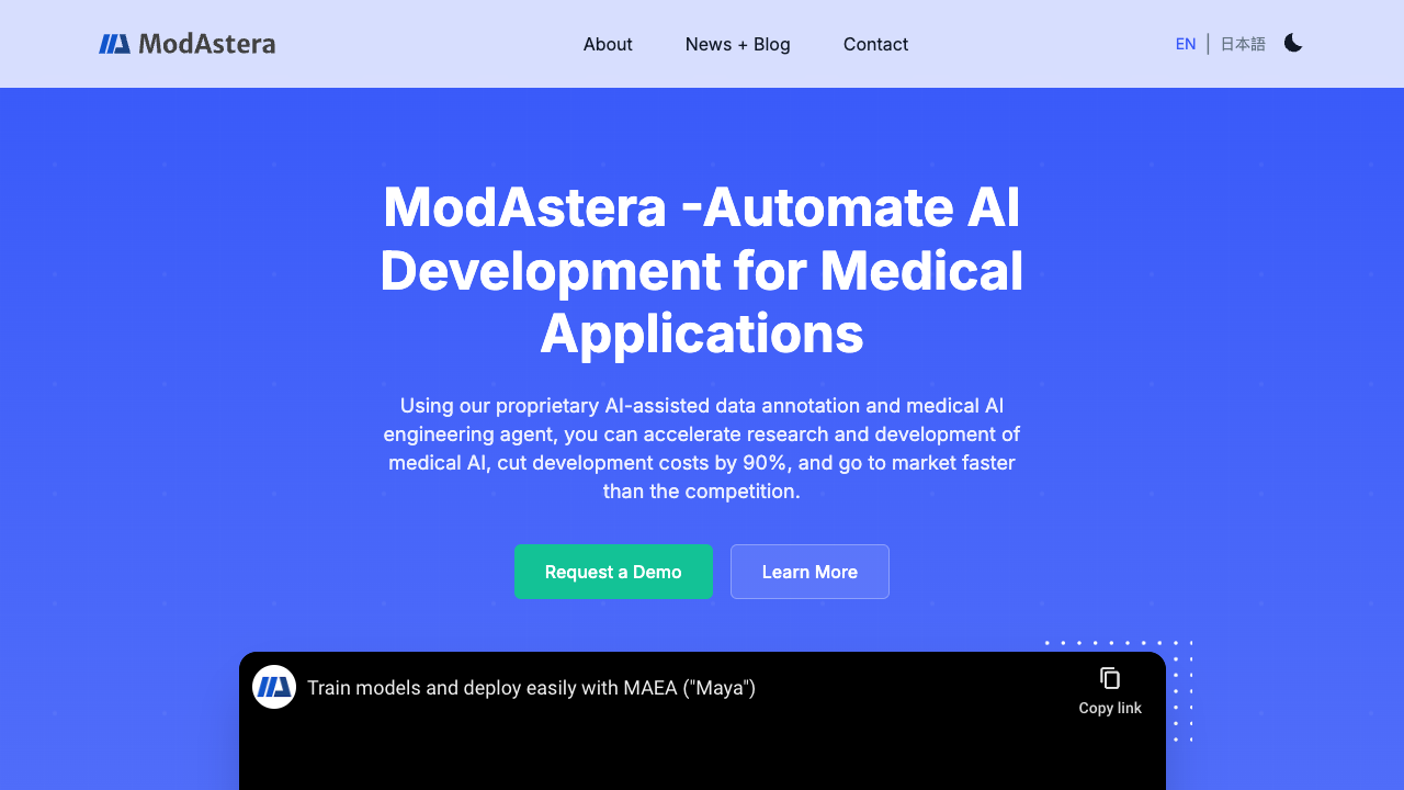 ModAstera - Automate AI model development for medical applications AI healthcare automation
