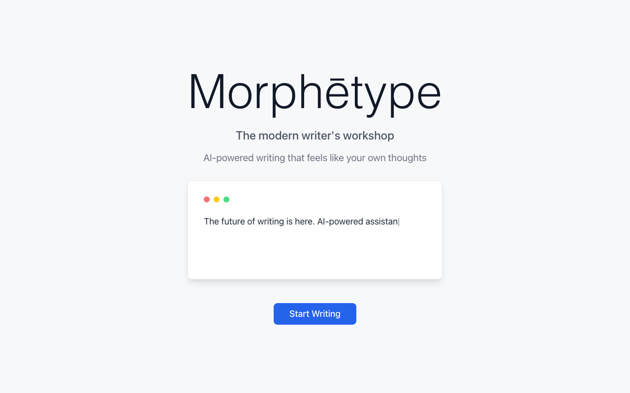 Morphētype：AI智能写作助手，让你的创作如行云流水般自然
