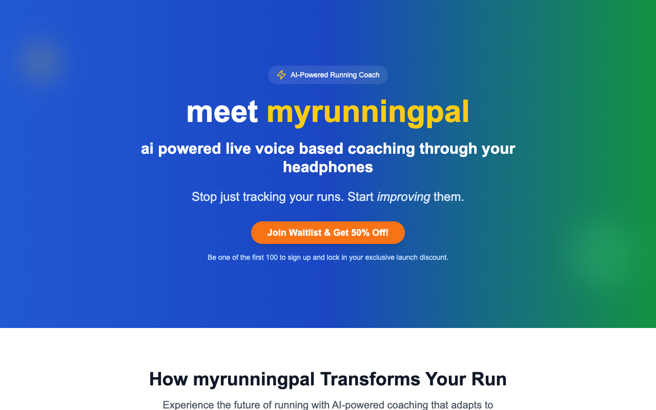 myrunningpal - Live AI voice coaching for smarter running running AI coaching