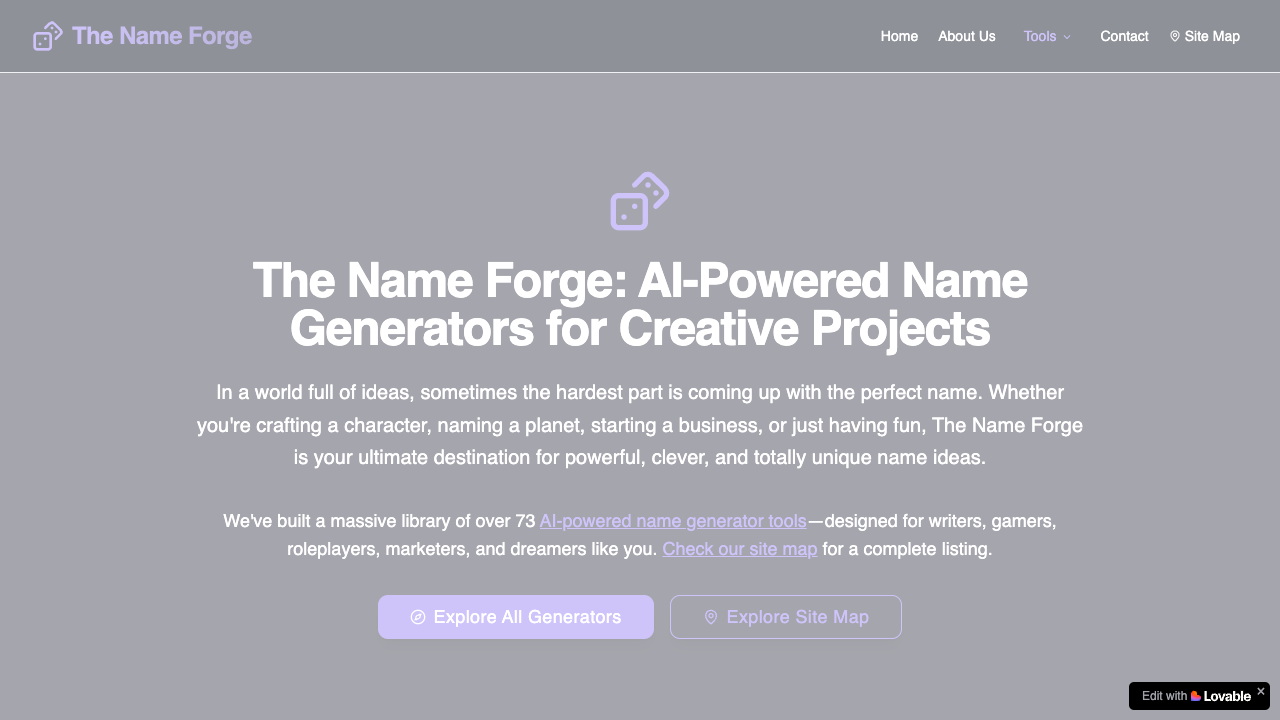 The Name Forge - Create cool names with AI AI Creativity Tools