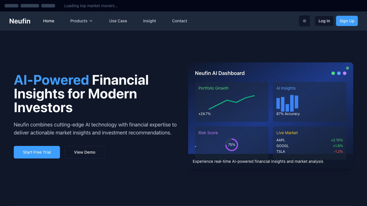 Neufin - An AI-powered financial intelligence platform for real-time insights finance AI investment