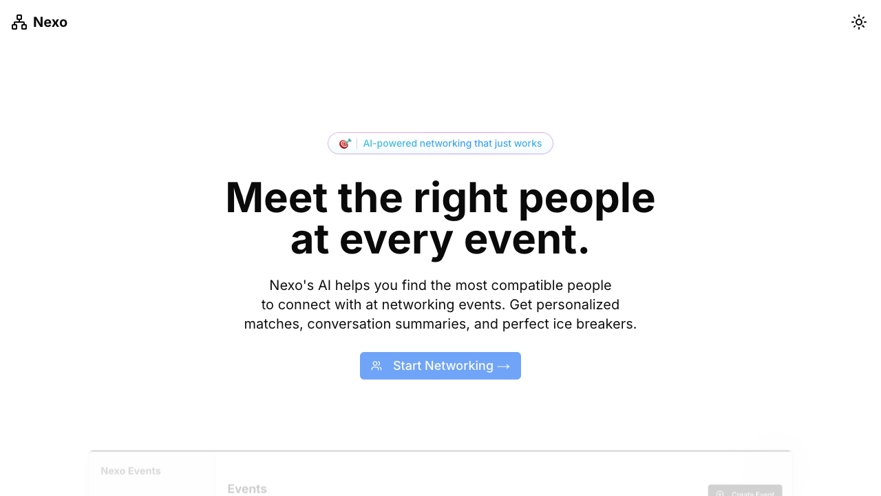 Nexo - An AI-powered networking platform that connects you with the right people at events networking AI event-management