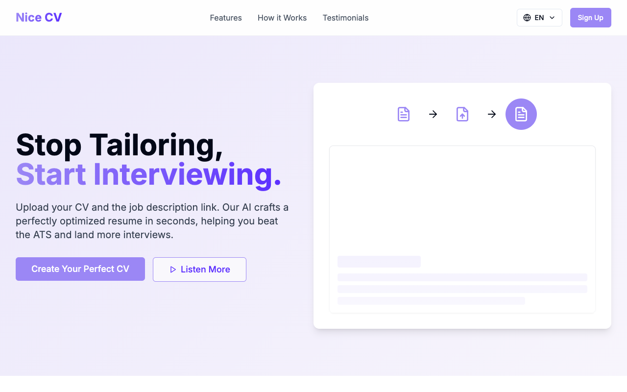 NiceCV - An AI-powered tool to generate tailored CVs for job applications CV AI job-application