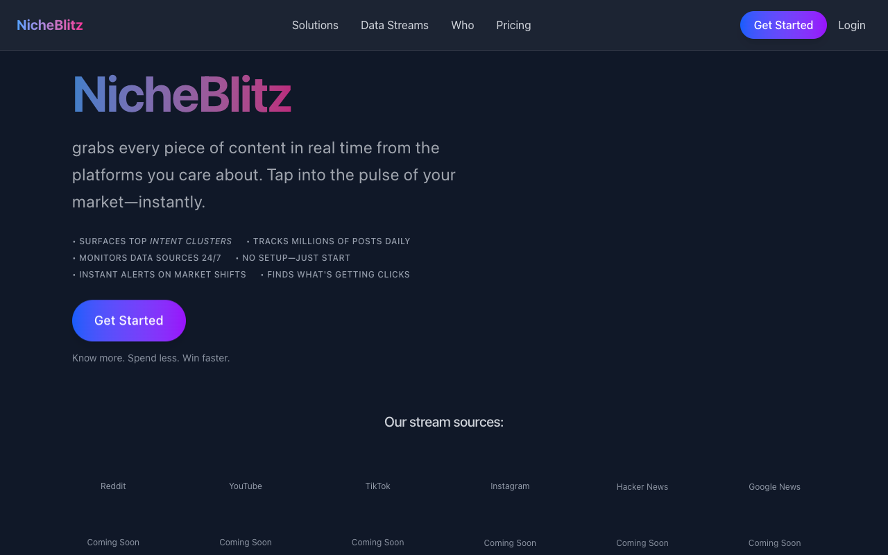 NicheBlitz - Discover hidden trends with AI AI Trends Content