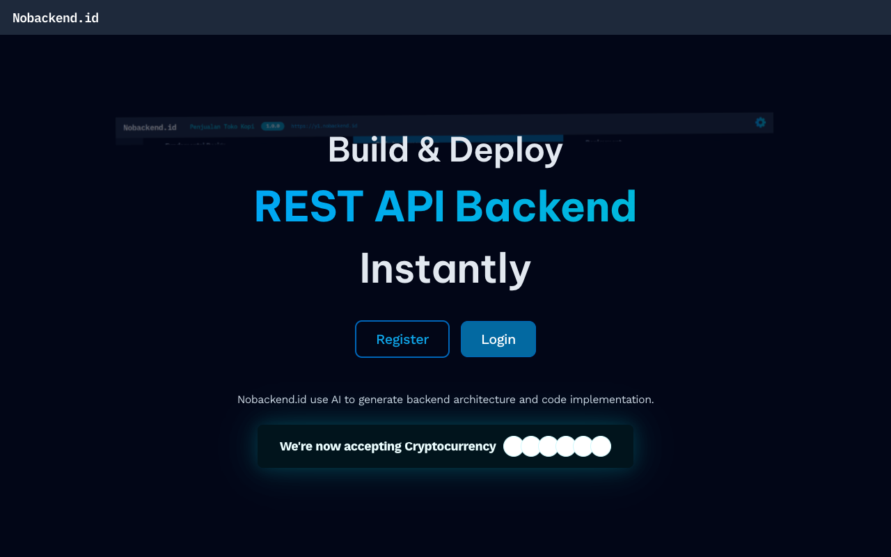 AI驱动，零代码后端开发！Nobackend.id 让REST API搭建秒级完成