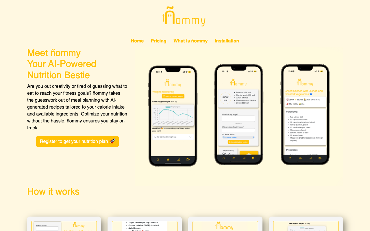 ñommy - An AI-powered nutrition coach that helps you plan meals and reach your fitness goals nutrition AI meal-planning