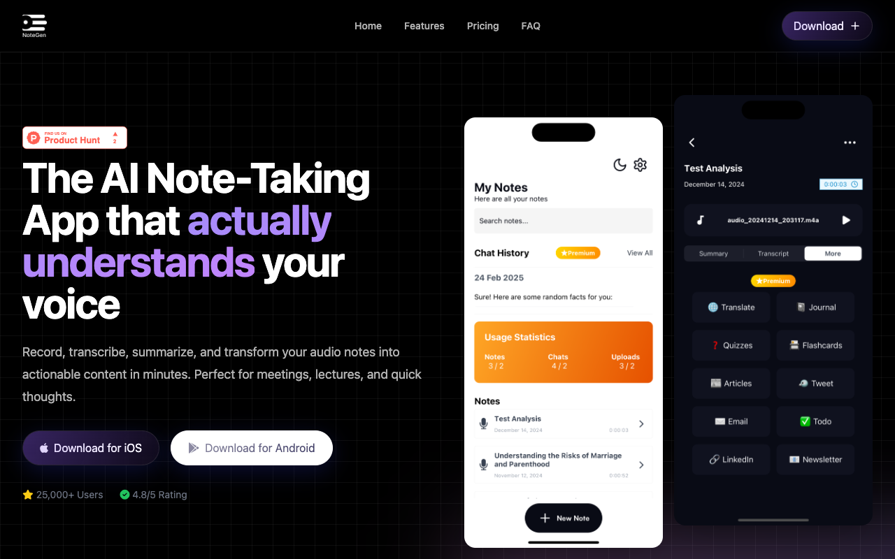 Notegen - The AI Note-Taking App that understands your voice note-taking AI transcription