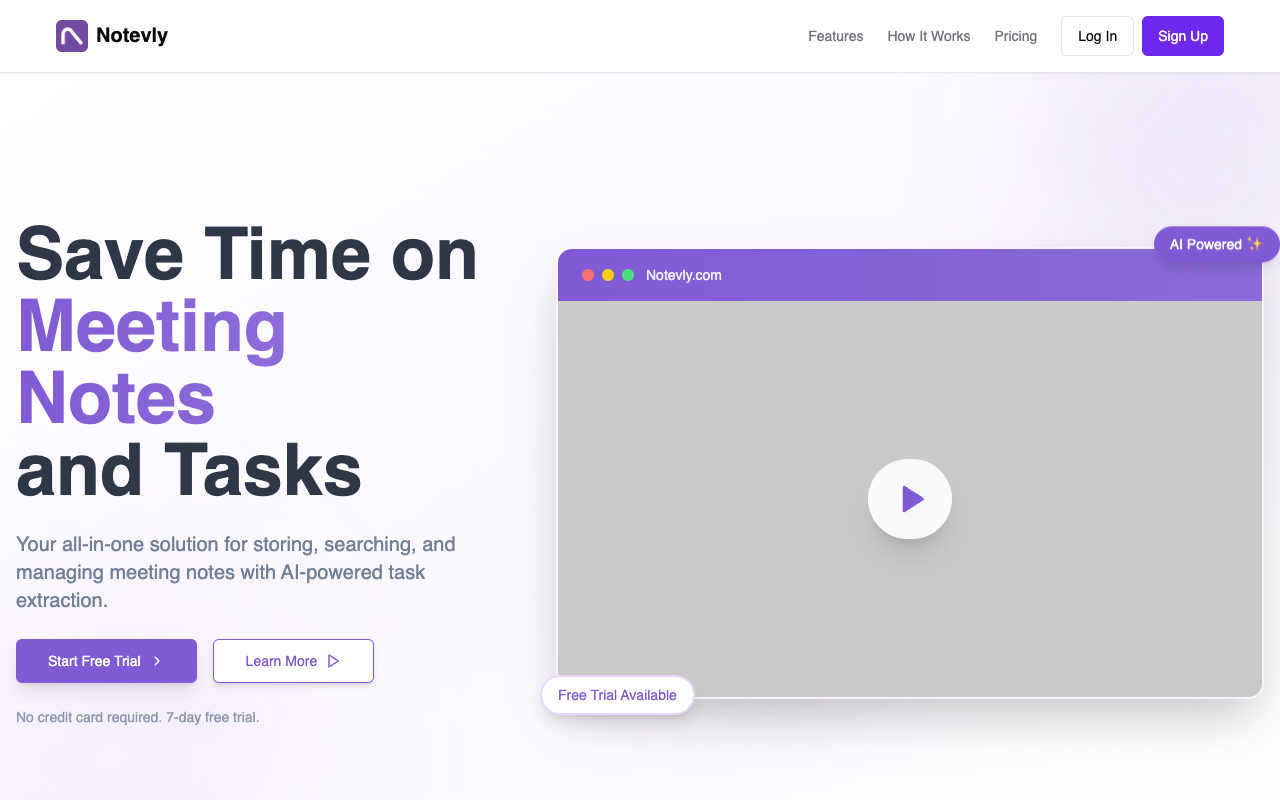 Notevly - Smart AI tool for taking meeting notes AI Productivity