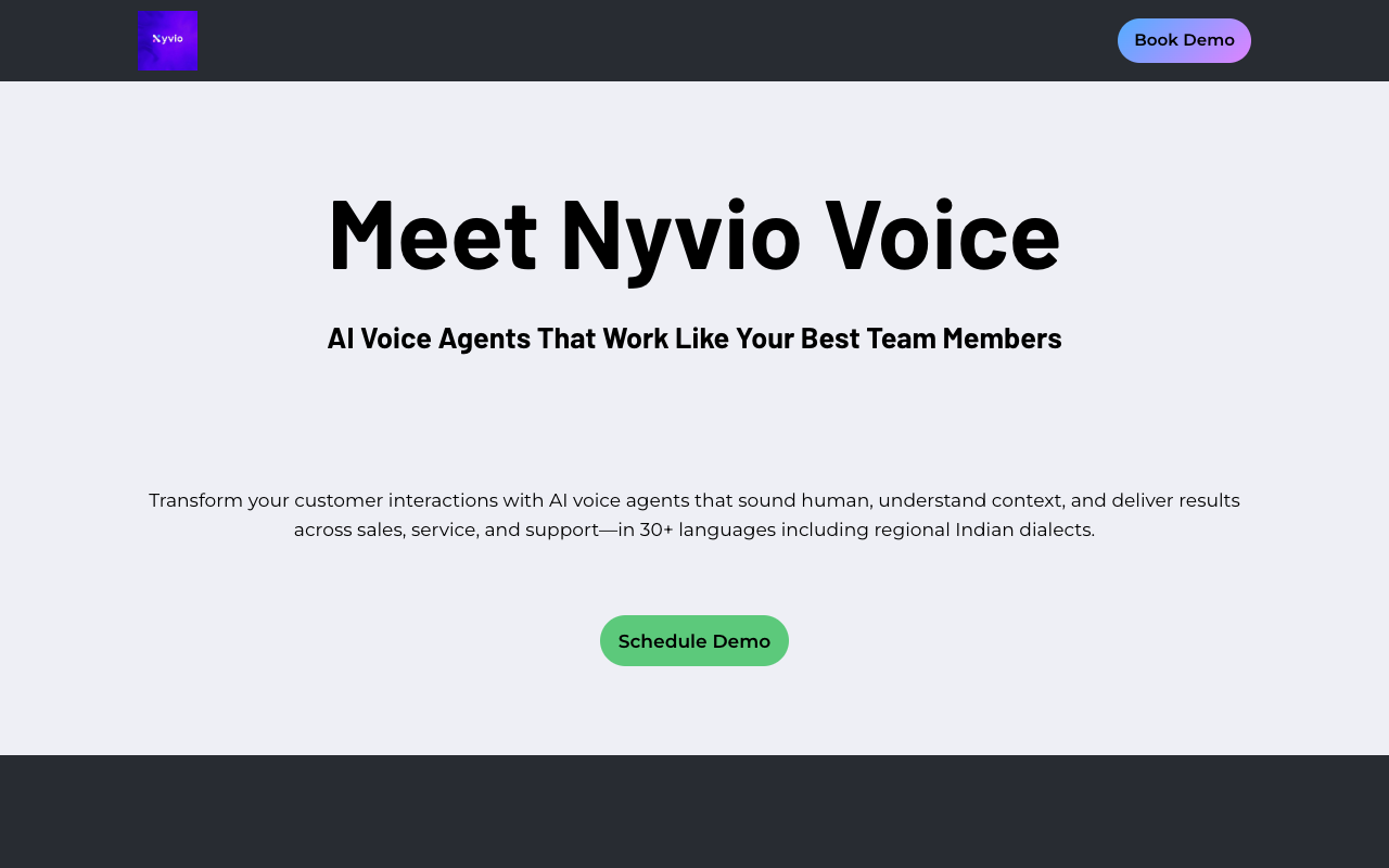 Nyvio Voice - AI agents that help you talk to customers AI Customer Service Automation