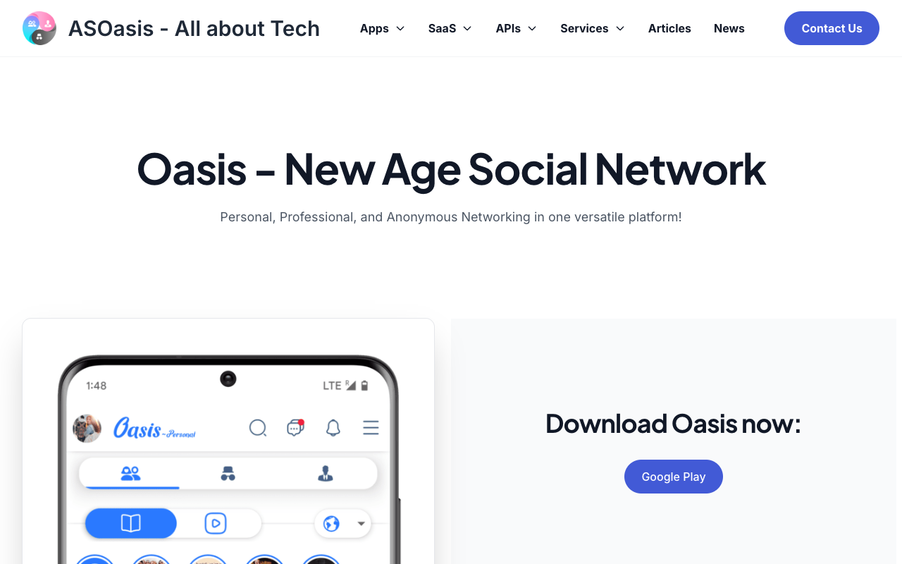 Oasis：AI驱动的全能社交平台，解锁个人、职业与匿名社交新体验