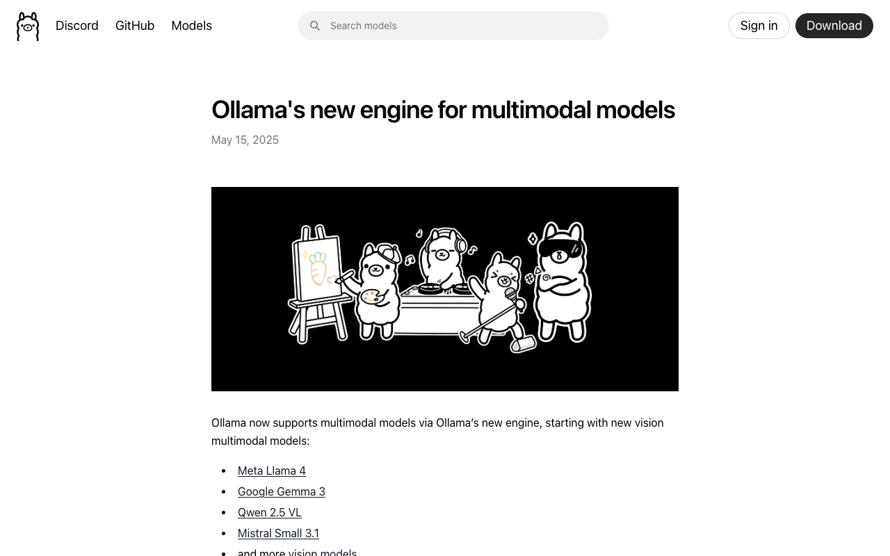 Ollama v0.7 - A new way to run amazing vision models on your computer AI multimodal vision-models