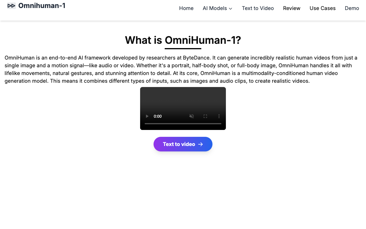 OmniHuman - Create real human videos with AI magic AI VideoGeneration Technology