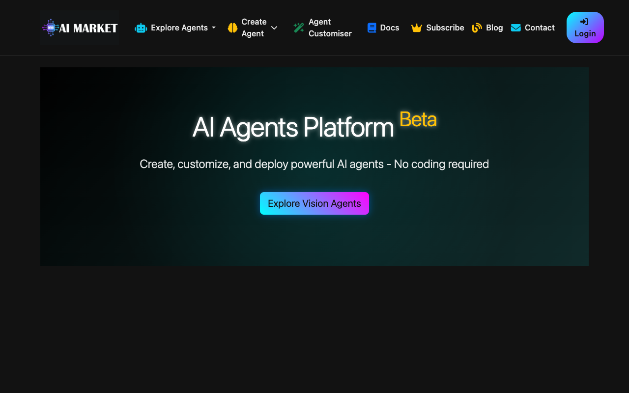 One AI Market - A platform to create and deploy custom AI agents effortlessly AI automation conversation