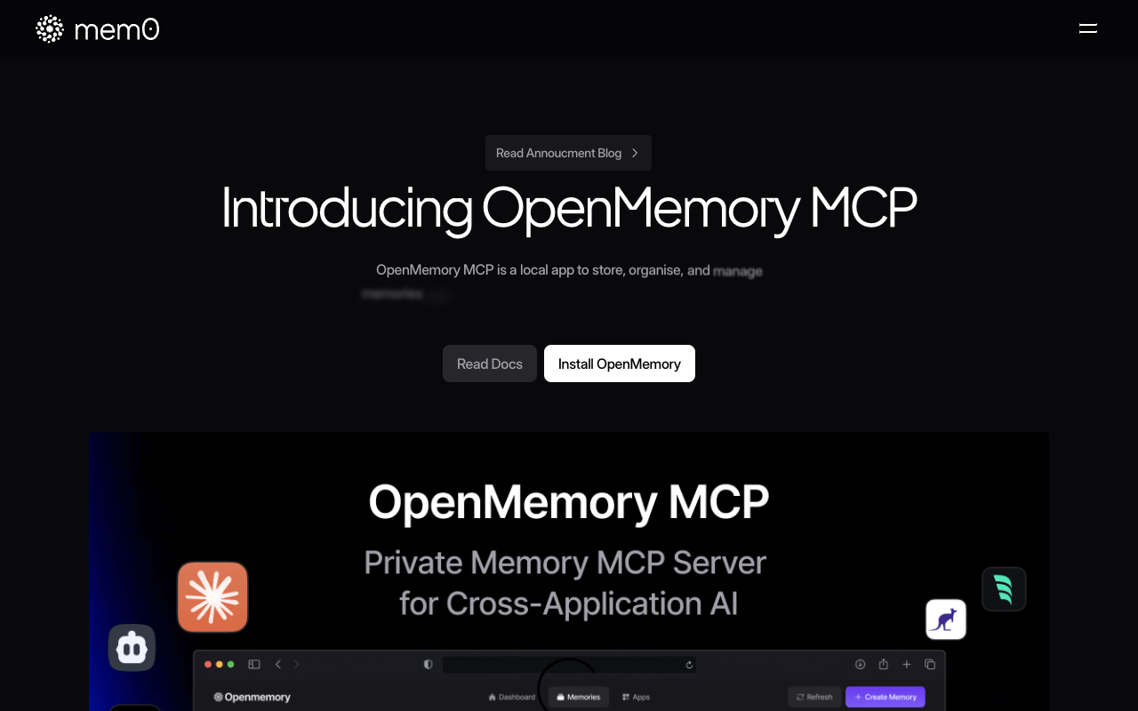 OpenMemory MCP - A private memory service for your AI tools memory AI privacy