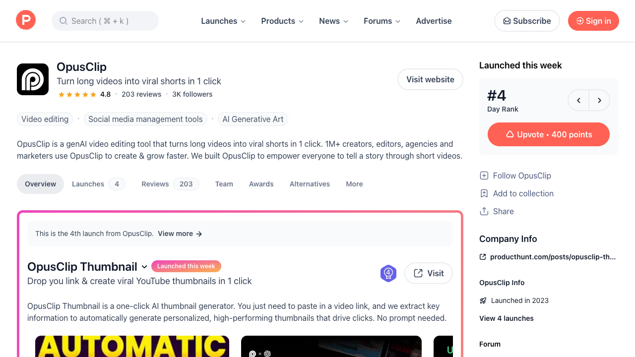 OpusClip Thumbnail - Create viral YouTube thumbnails with just one click AI thumbnails YouTube