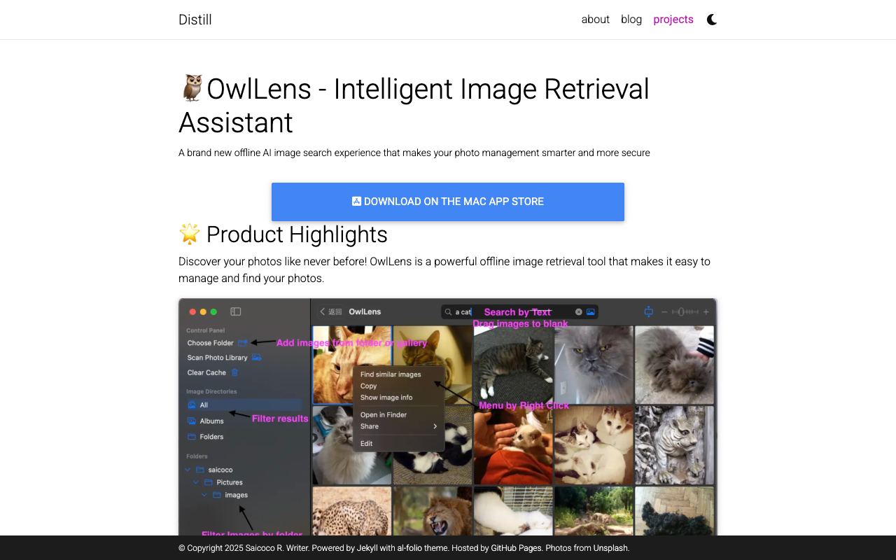 OwlLens - An intelligent offline image retrieval assistant for managing your photos image-retrieval AI privacy