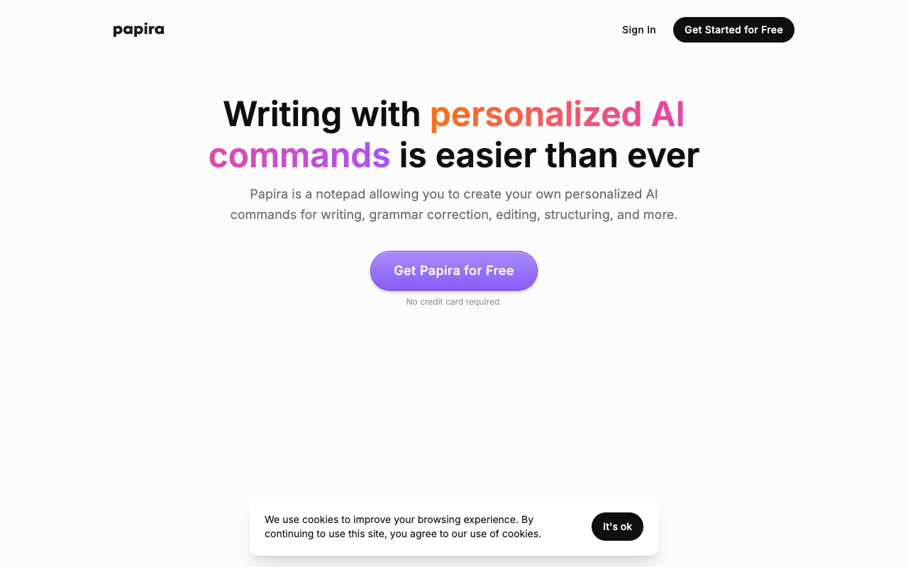 Papira - Writing with your own AI commands made simple AI Writing