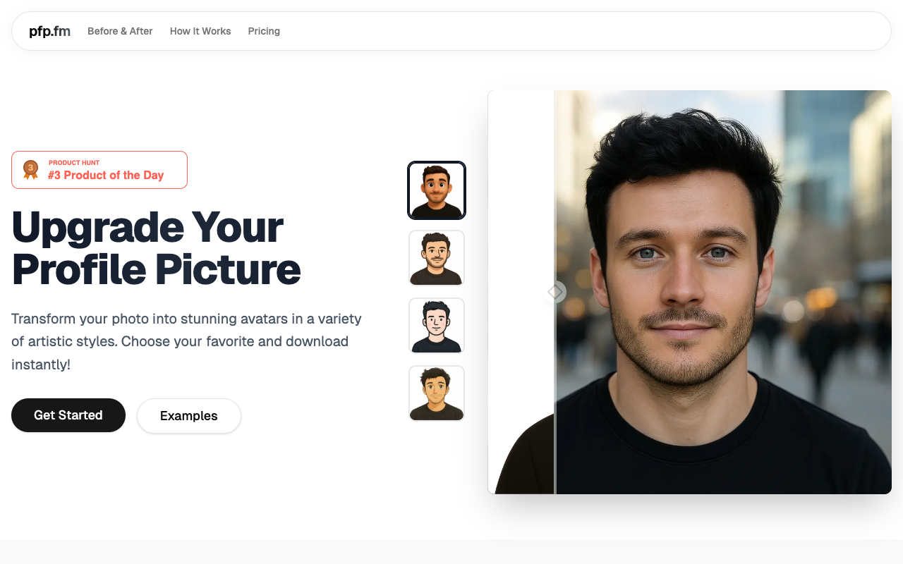 pfp.fm - Change Your Photo to Cool Avatars avatars AI photography