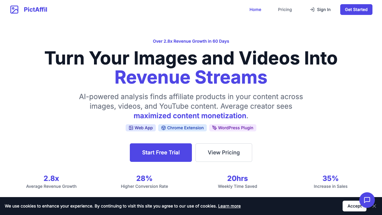 PictAffil - Turn images into affiliate income with AI product detection affiliate-marketing AI content-creation