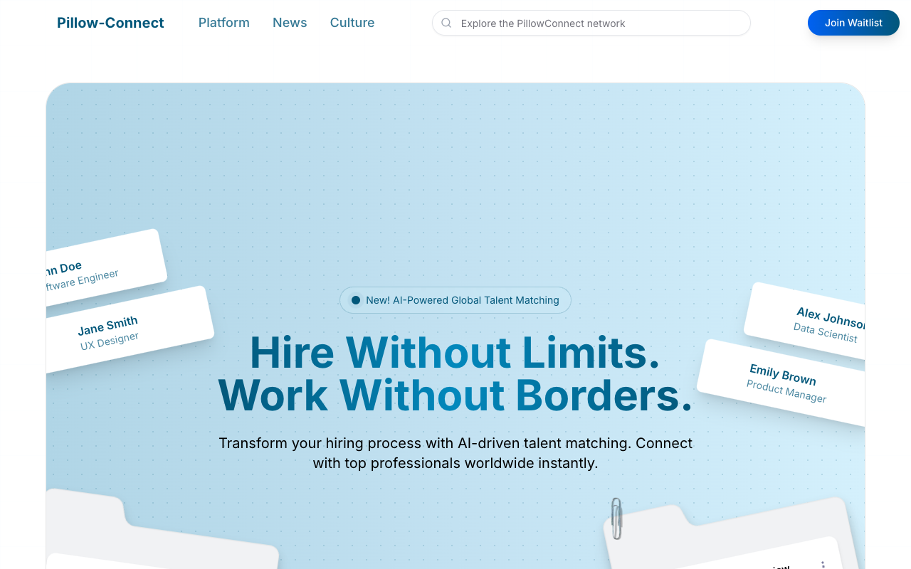 Pillow-Connect - AI Revolutionizing Global Talent Matching AI Tech