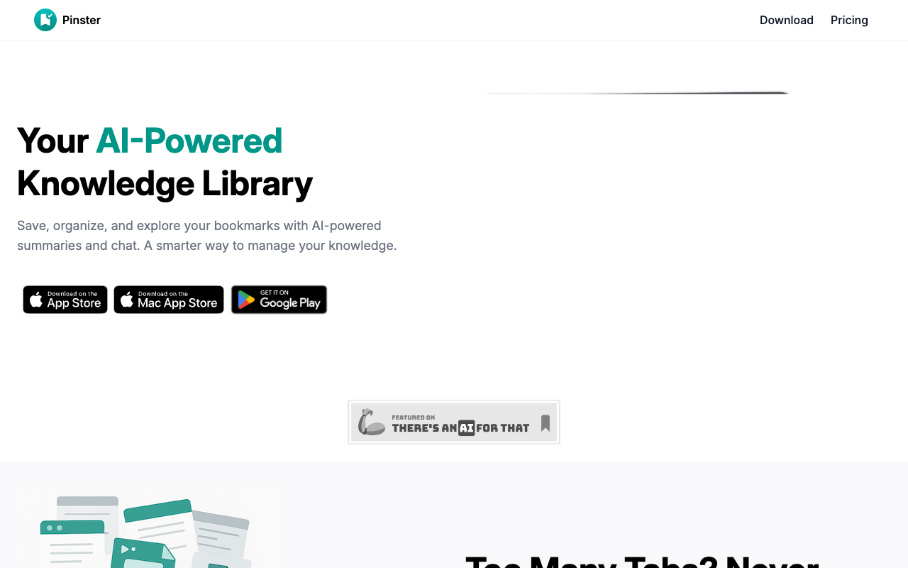 Pinster AI - Your smart helper for organizing bookmarks AI Productivity Knowledge