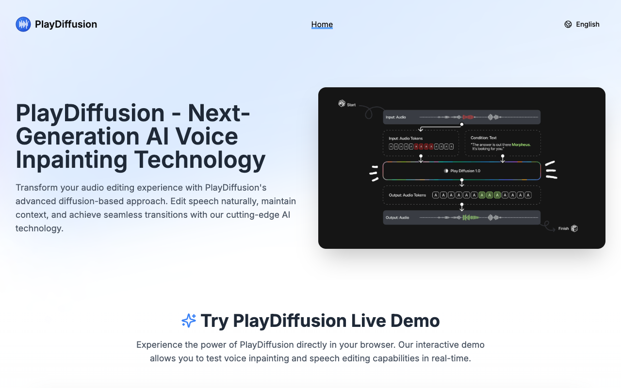 PlayDiffusion：颠覆性AI语音编辑工具，50倍速无损修音革命！
