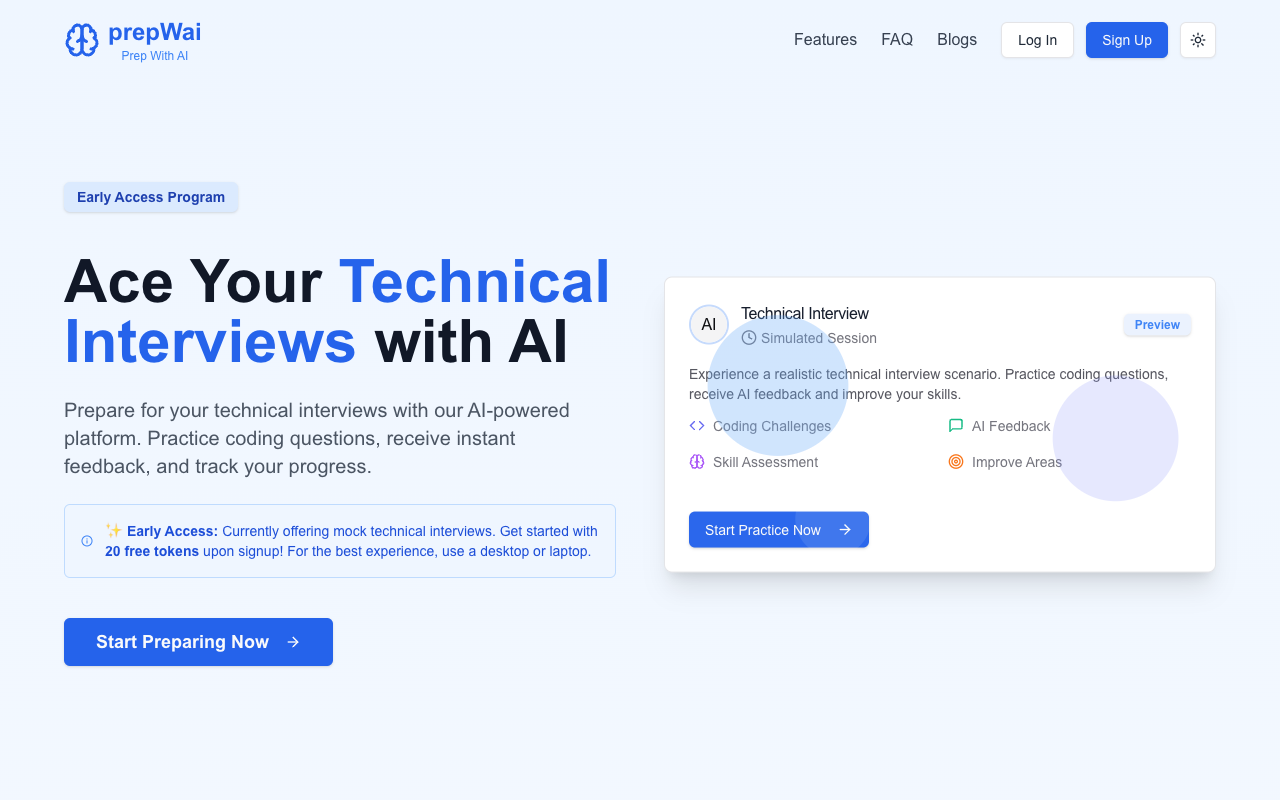 PrepWAI - Discover if you’re right for the job with AI interviews AI Interviews Education