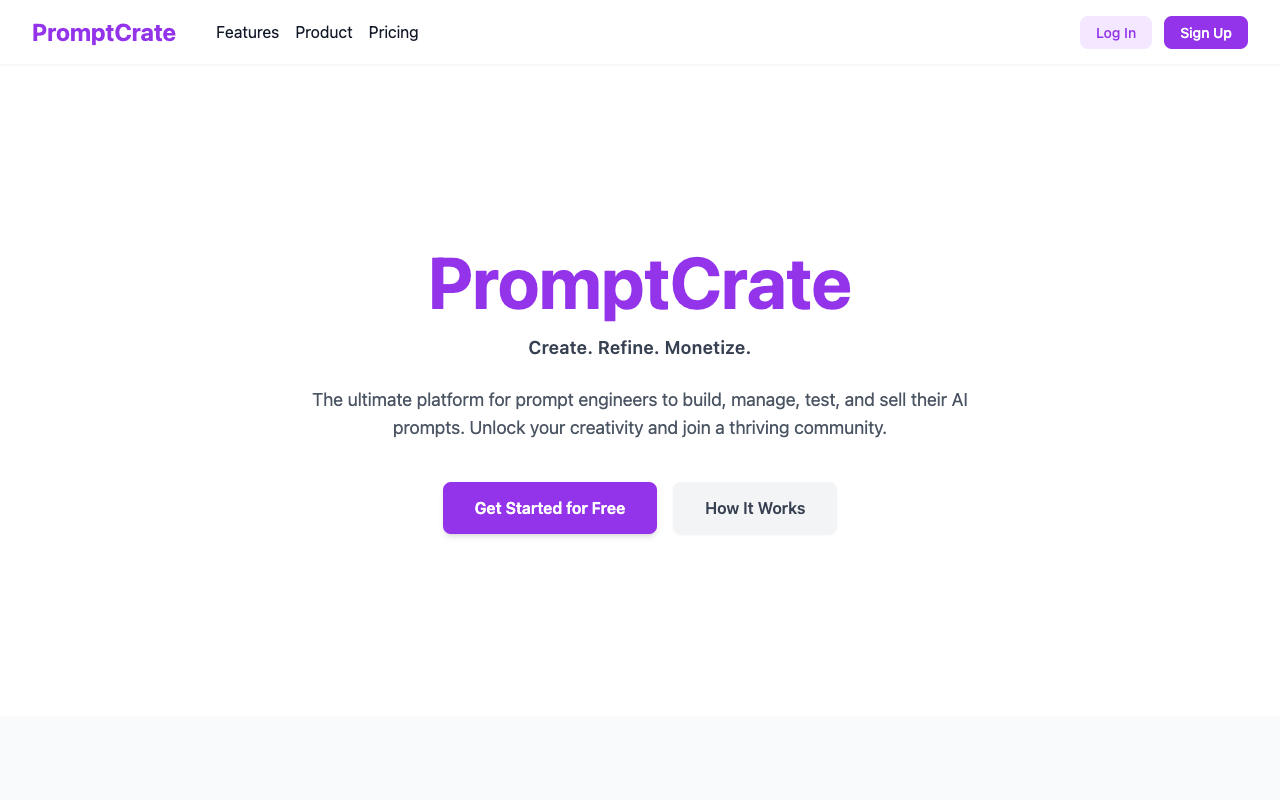PromptCrate - A platform to create and sell AI prompts AI Technology Innovation