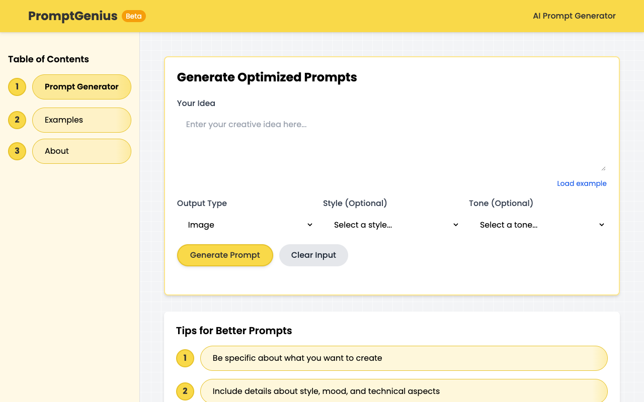 PromptGenius：一键优化AI提示词，轻松解锁ChatGPT、Midjourney高效创作潜能！