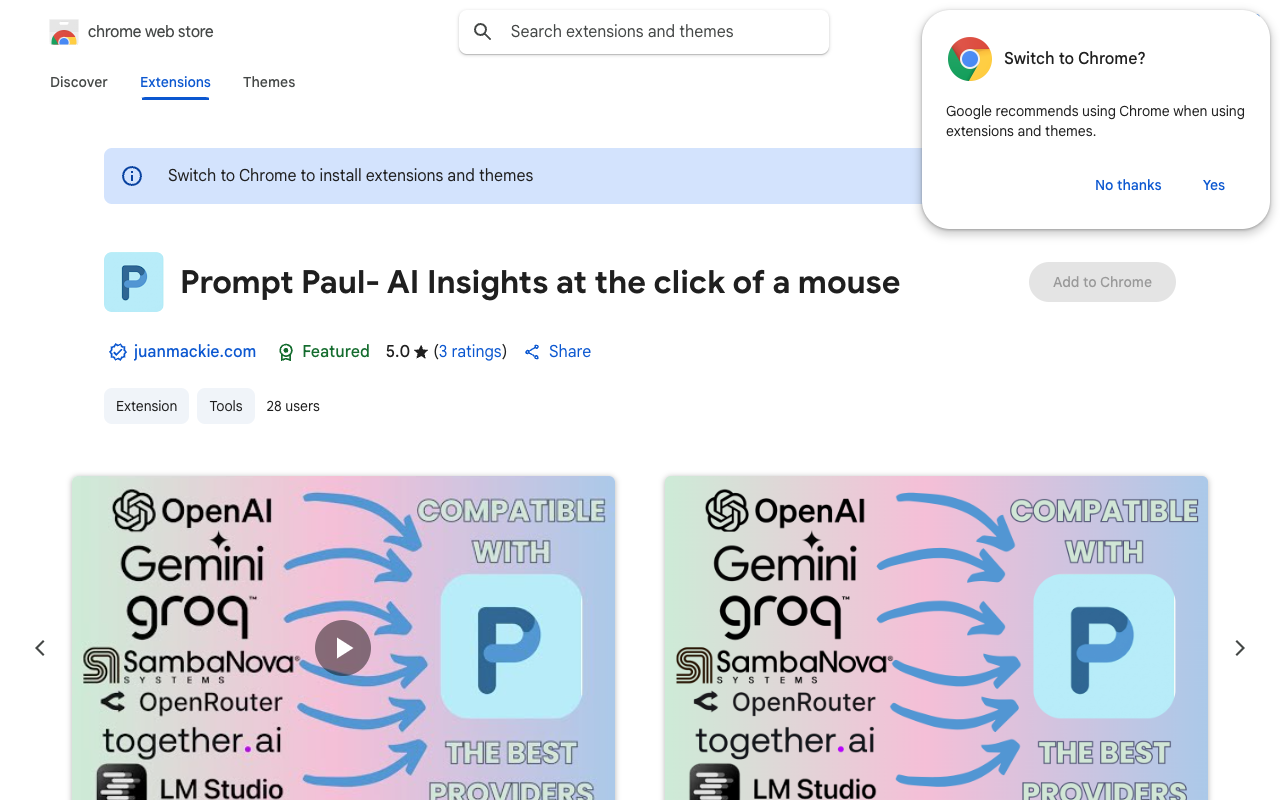PromptPaul - A Chrome extension for instant AI insights at your fingertips Chrome AI extension